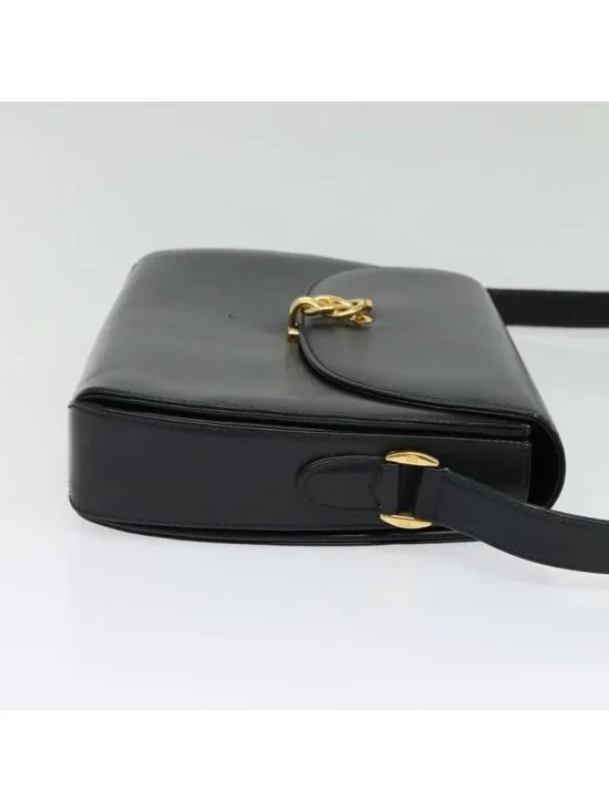 Authentic GUCCI Shoulder Bag Leather Navy Gold - Picture 11 of 16